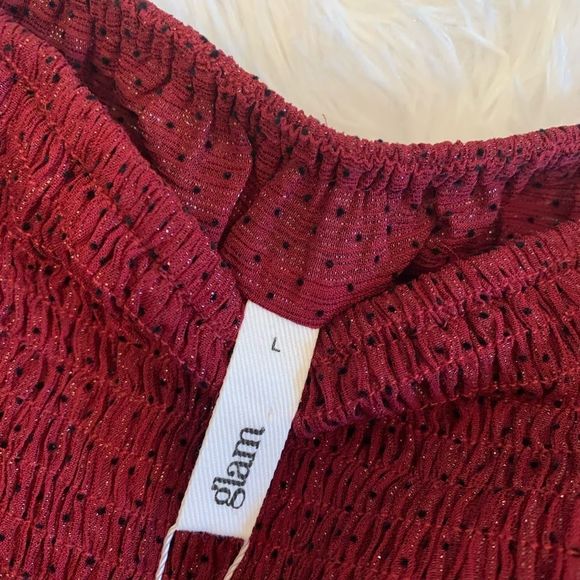 [glam] Metallic Maroon Polka Dot Skirt - Size Large NWT - Picture 5 of 7